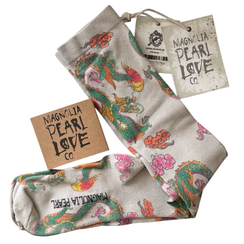 Magnolia Pearl Spirit Of The People Dragon OTK Socks NWT